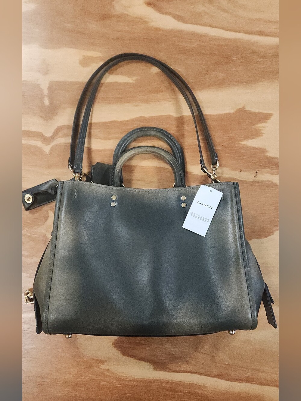 Coach Rogue Bag 31 In Green Loved Leather - Picture 10 of 16